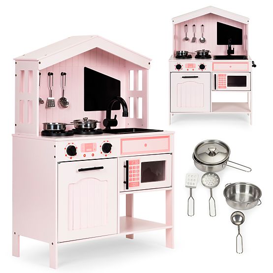 Wooden Kitchen for Children Oven Burners Microwave Accessories ECOTOYS