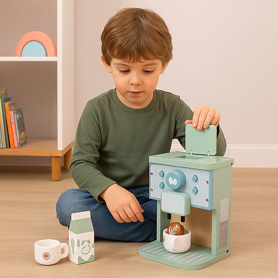 Wooden Children's Coffee Maker Barista Set 8 Pieces ECOTOYS