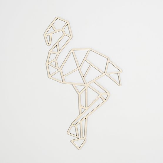 Wooden geometric painting - Flamingo - different colors Color: natural