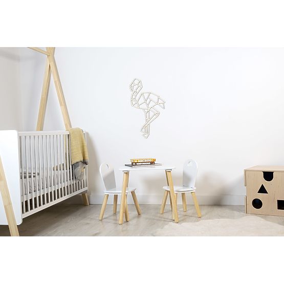 Wooden geometric painting - Flamingo - different colors Color: natural