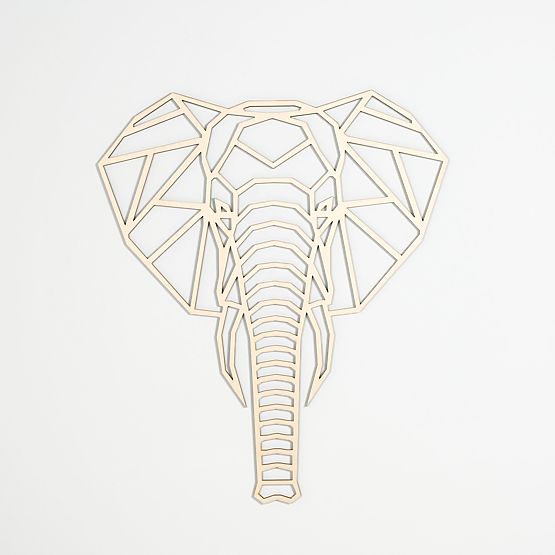 Wooden geometric painting - Elephant - different colors Color: natural