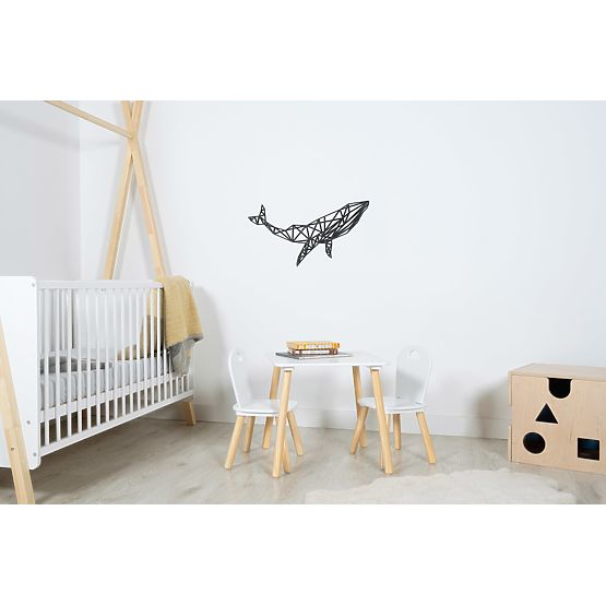 Wooden geometric painting - Whale - different colors Color: black