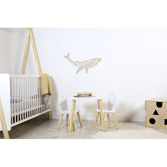 Wooden geometric painting - Whale - different colors Color: natural