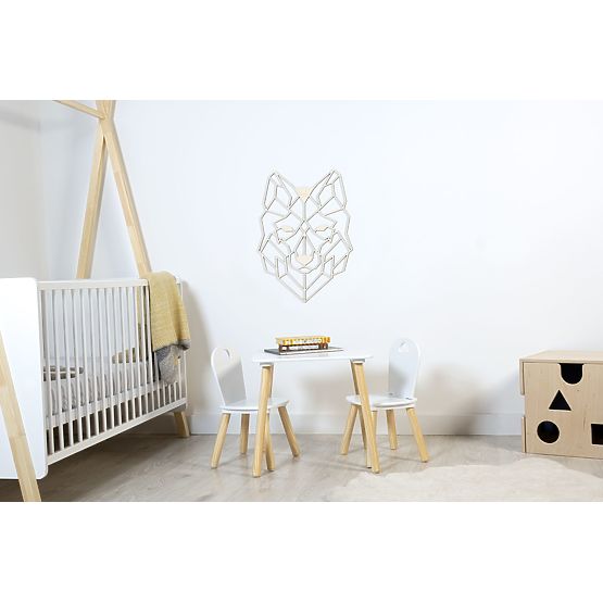 Wooden geometric painting - Wolf - different colors Color: natural