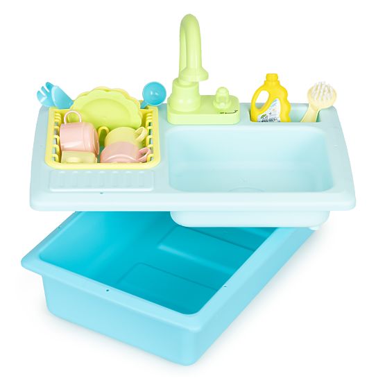 Sink with Water-Filled Faucet 12 Accessories Toy for Children