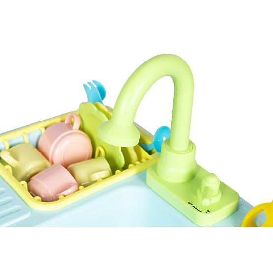 Sink with Water-Filled Faucet 12 Accessories Toy for Children