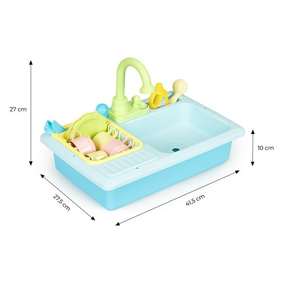 Sink with Water-Filled Faucet 12 Accessories Toy for Children