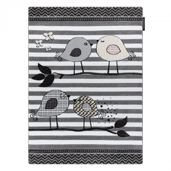 Children's carpet PETIT - Birds - gray-white
