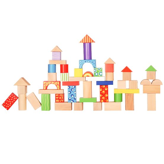 Ecotoys wooden blocks - 100 pcs