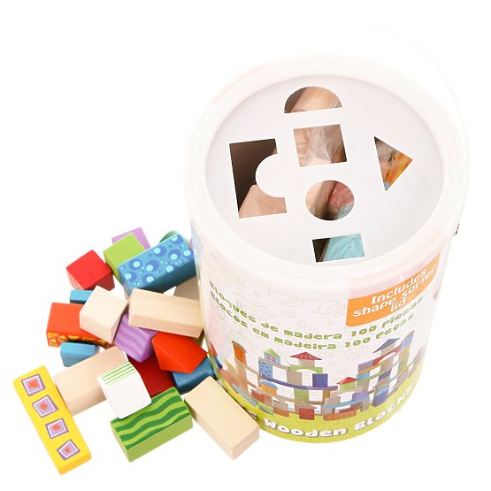 Ecotoys wooden blocks - 100 pcs