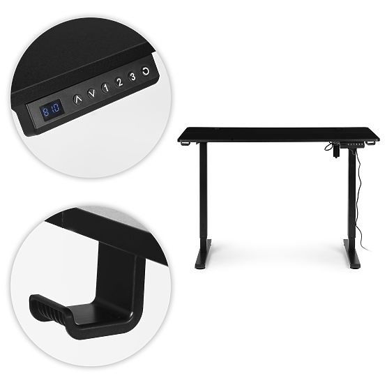 Electric Adjustable Desk 120x60 cm Height Adjustable 72-117 cm Black ModernHome