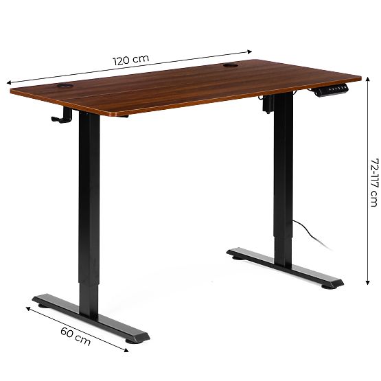 Electric Adjustable Desk 120x60 cm, Height Adjustable 72-117 cm ModernHome