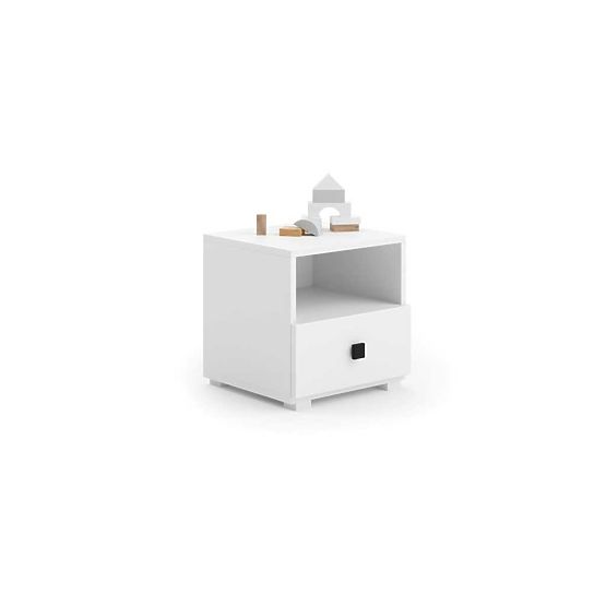 Emi Nightstand White, Black Handle