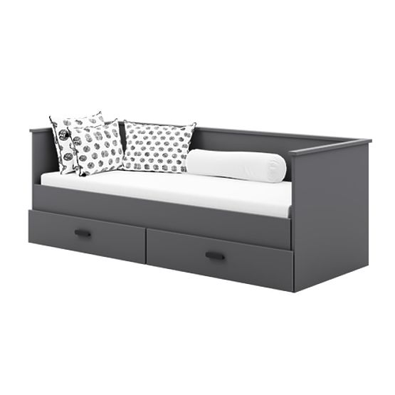 Extendable Bed HELIOS with Two Drawers Grey 200x80/200x160