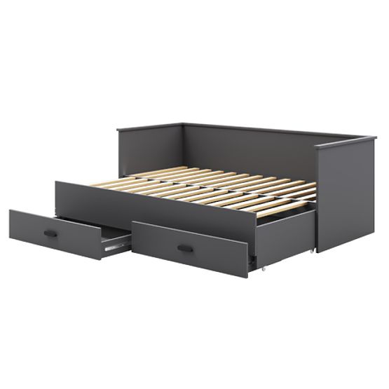 Extendable Bed HELIOS with Two Drawers Grey 200x80/200x160