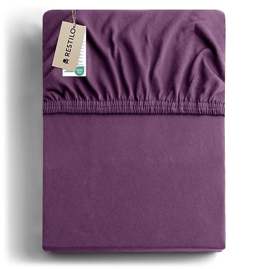 Fitted Sheet AMBER Color Purple Classic Style Material Jersey 80-90x200 DecoKing