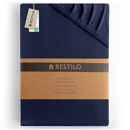 Fitted Sheet AMBER Navy Blue Classic Style Jersey Material 220-240x220 DecoKing