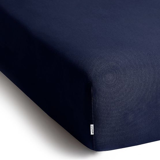 Fitted Sheet AMBER Navy Blue Classic Style Jersey Material 80-90x200 DecoKing