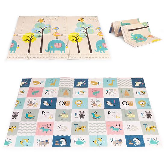 Foam Mat for Children 200x150 cm Educational Double-Sided Folding Growth Chart Alphabet ECOTOYS