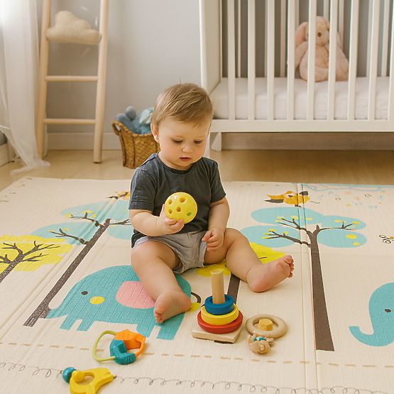 Foam Mat for Children 200x150 cm Educational Double-Sided Folding Growth Chart Alphabet ECOTOYS