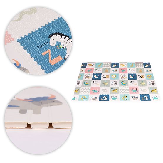 Foam Mat for Children 200x150 cm Educational Double-Sided Folding Growth Chart Alphabet ECOTOYS