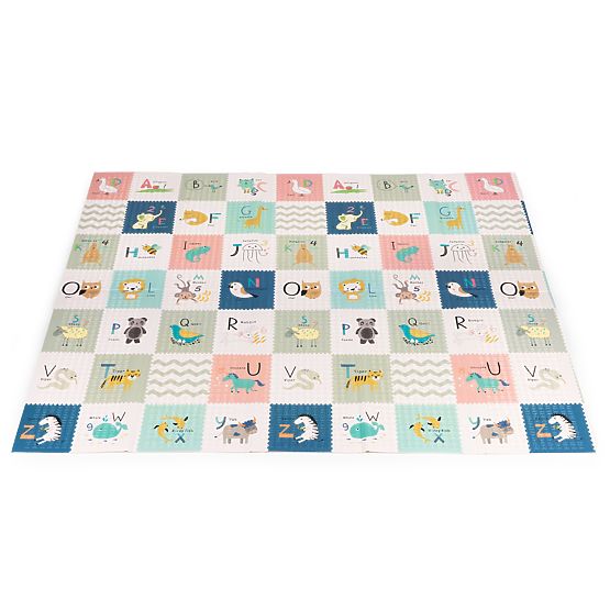 Foam Mat for Children 200x180 cm Educational Double-Sided Folding Growth Chart Alphabet ECOTOYS