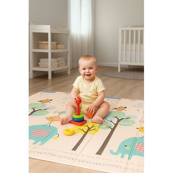 Foam Mat for Children 200x180 cm Educational Double-Sided Folding Growth Chart Alphabet ECOTOYS