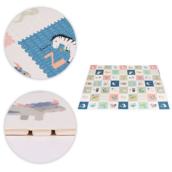 Foam Mat for Children 200x180 cm Educational Double-Sided Folding Growth Chart Alphabet ECOTOYS