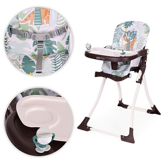Folding Children's High Chair with Toys ECOTOYS