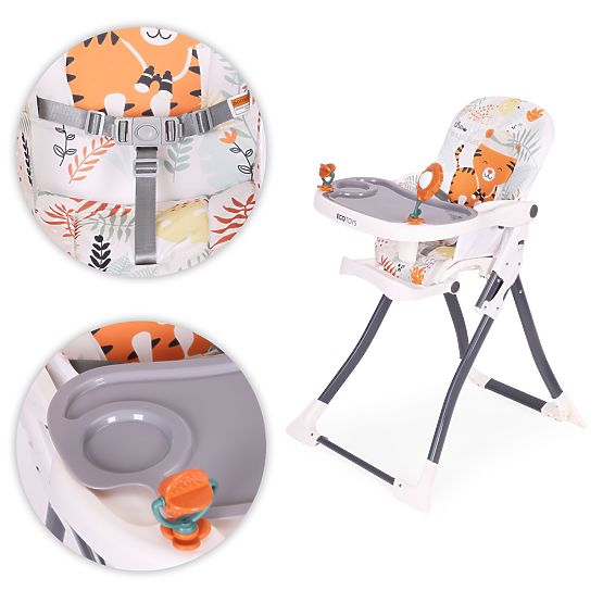 Folding Children's High Chair with Toys ECOTOYS