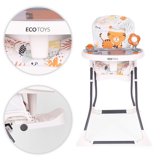 Folding Children's High Chair with Toys ECOTOYS