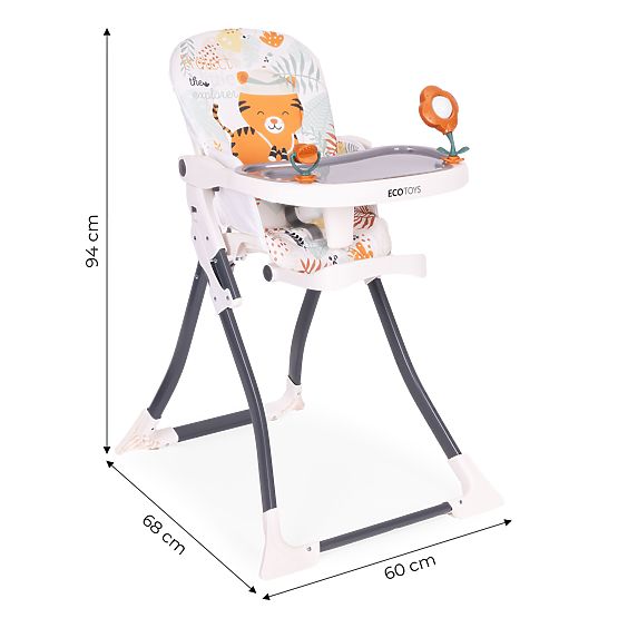Folding Children's High Chair with Toys ECOTOYS