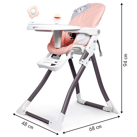Folding Pink High Chair ECOTOYS
