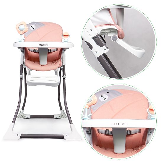 Folding Pink High Chair ECOTOYS