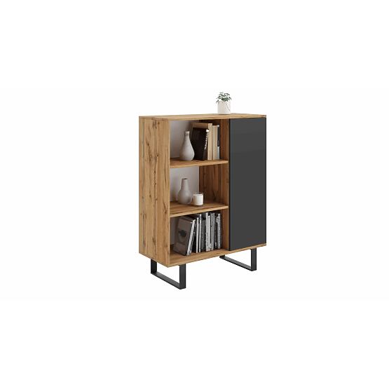 Fondi Cabinet Golden Craft Oak - Black, Loft Style