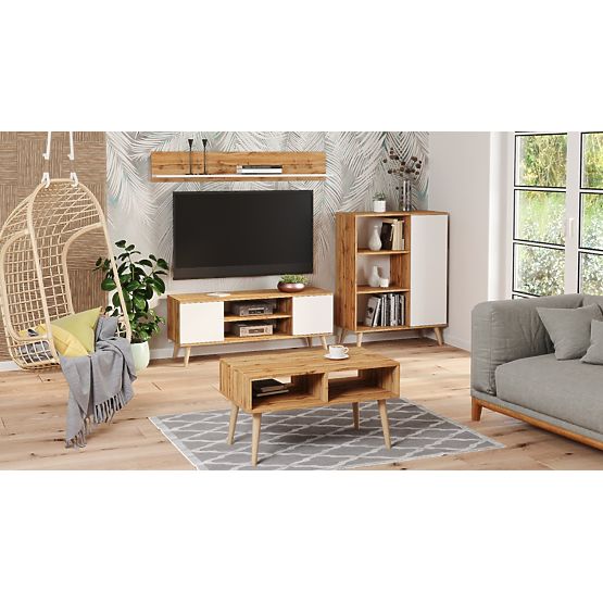 Fondi Cabinet Golden Craft Oak - White, Scandinavian