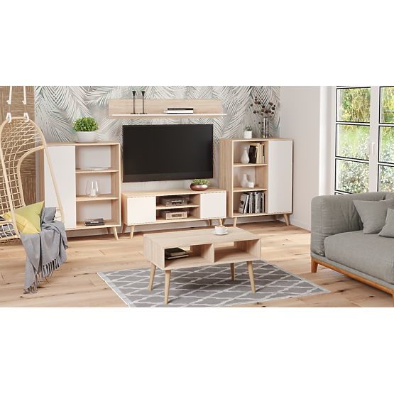 Fondi Cabinet Shelf Sonoma Oak - White, Scandinavian