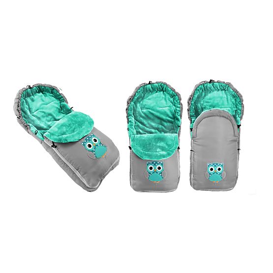 Footmuff for children Owl - grey-mint
