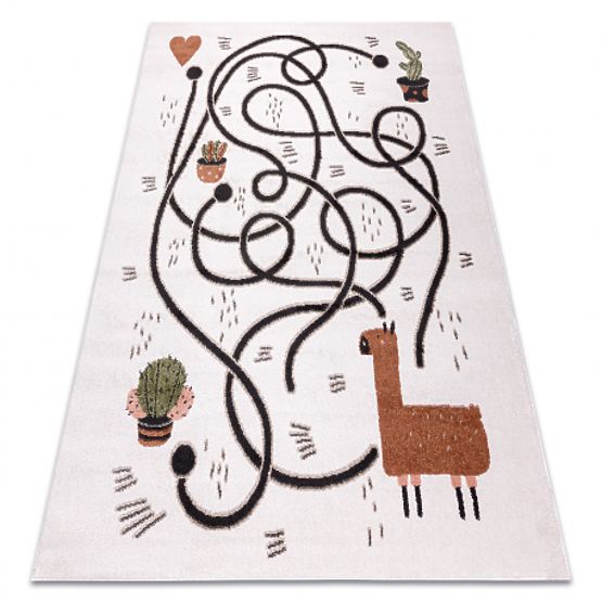 FUN Game Children's Rug, Playful, Cream Llama