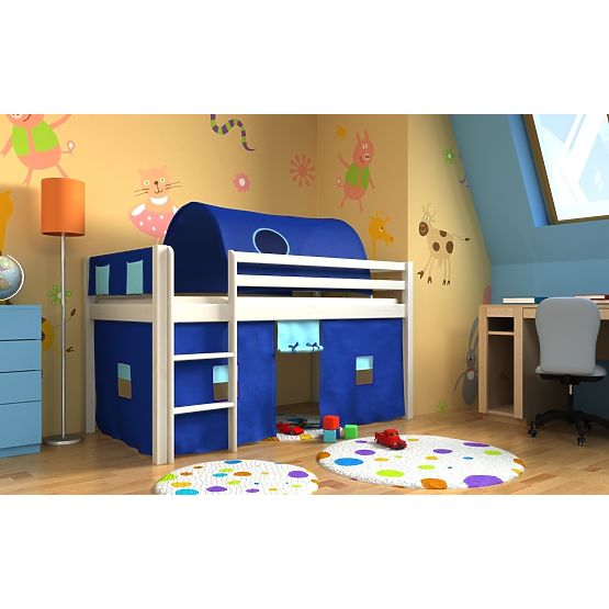 Gabi Mid Sleeper Bed with Tunnel and Storage Pockets - White