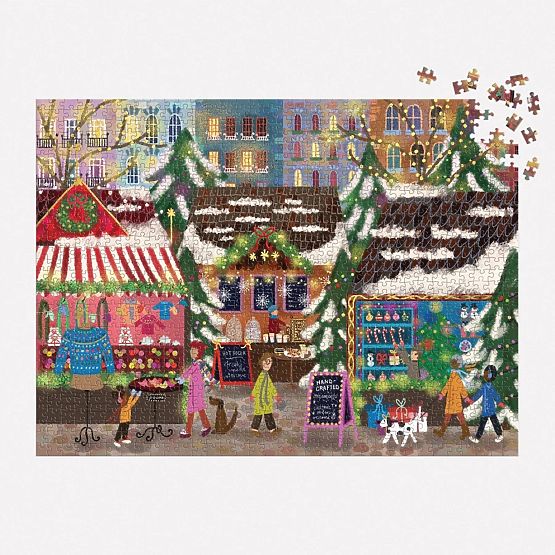 Galison Foil Puzzle Joy Laforme Christmas Markets 1000 Pieces