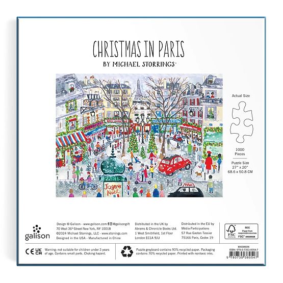 Galison Foil Puzzle Michael Storrings Christmas Paris 1000 Pieces