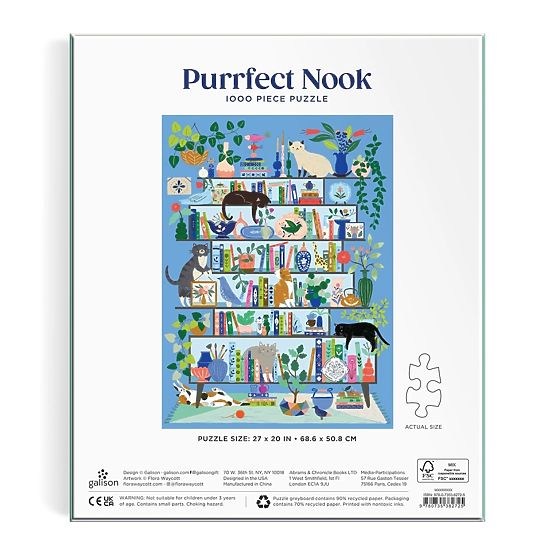Galison Puzzle Cat Library 1000 Pieces