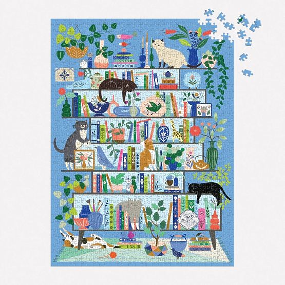 Galison Puzzle Cat Library 1000 Pieces