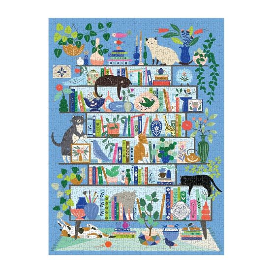 Galison Puzzle Cat Library 1000 Pieces
