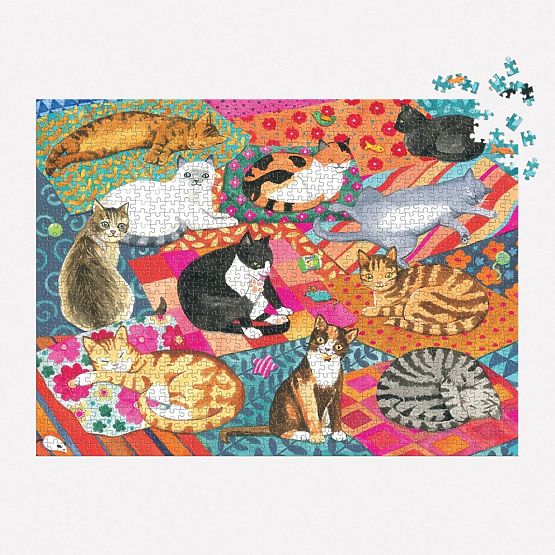 Galison Puzzle Lounging Cats 1000 Pieces