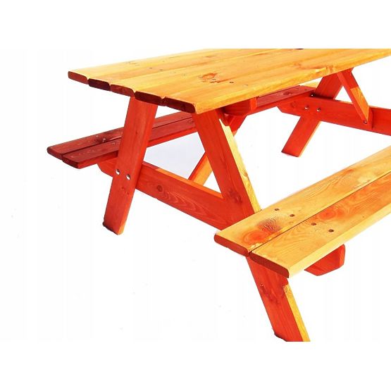 Garden wooden table with benches
