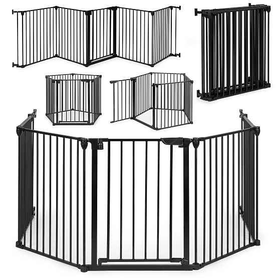 Gate, Playpen, Protective Barrier for Children and Animals, 5 Panels, 60 cm, Metal, Black, ECOTOYS