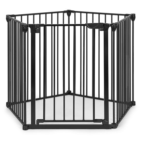 Gate, Playpen, Protective Barrier for Children and Animals, 5 Panels, 60 cm, Metal, Black, ECOTOYS