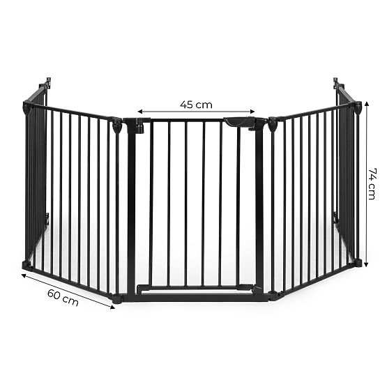 Gate, Playpen, Protective Barrier for Children and Animals, 5 Panels, 60 cm, Metal, Black, ECOTOYS